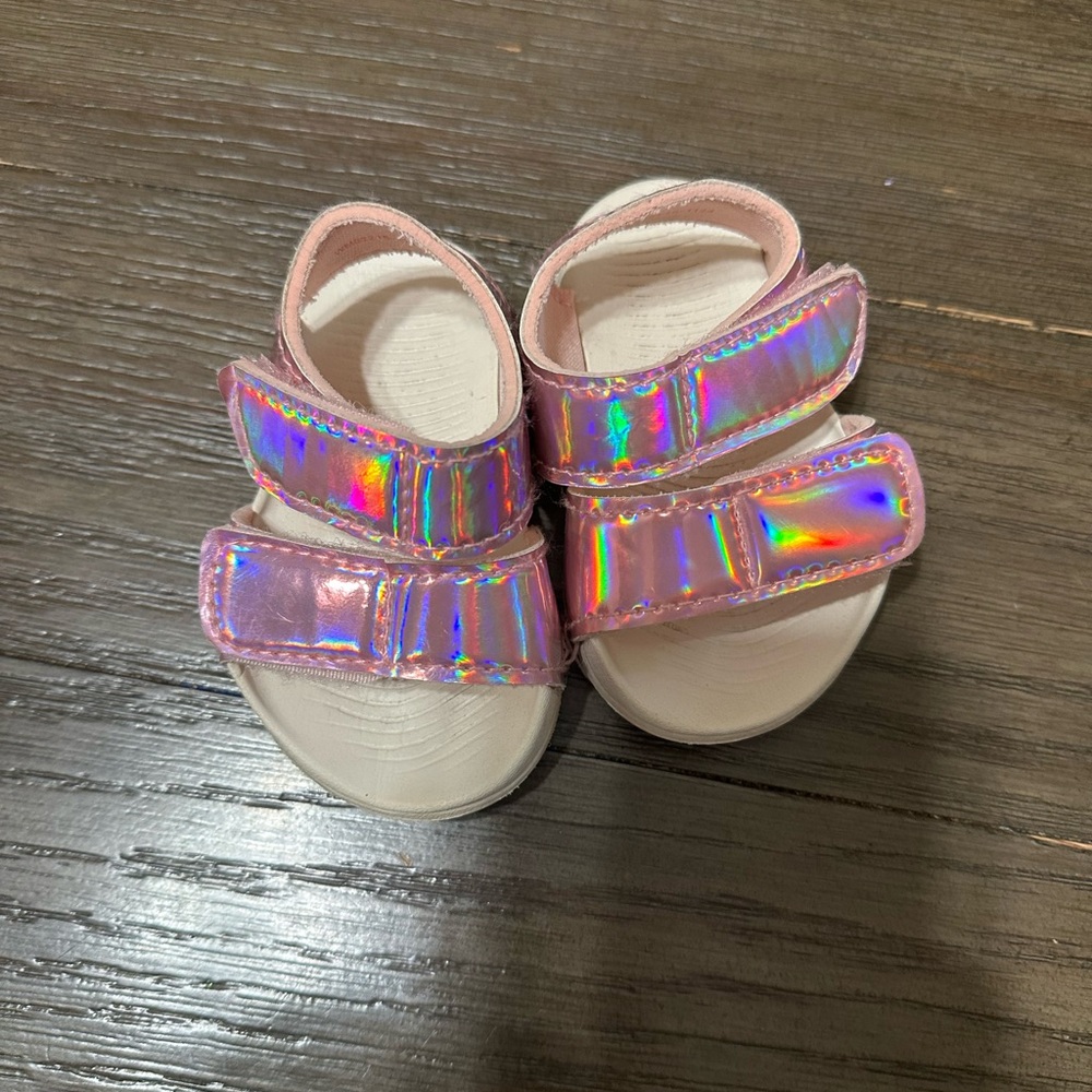 Sz 2 Pink Holographic Infant Sandals